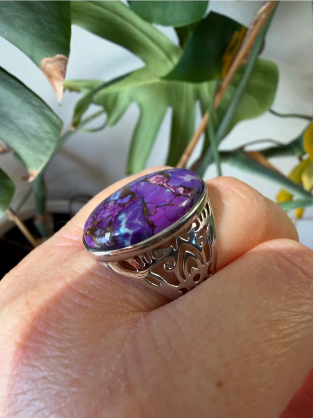 Sterling Silver Purple Mojave Turquoise Ring Thick 925 Size 9